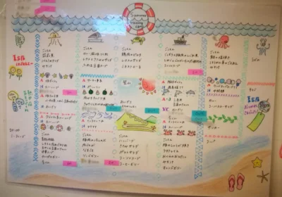 「東大スキー部は夏の間もトレーニングをします。マネージャーが夏合宿のために素敵な日程表を作ってくれました」